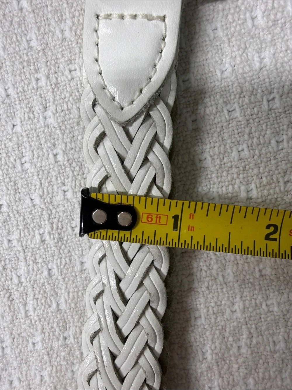 White braided leather belt made in Guatemala size XL